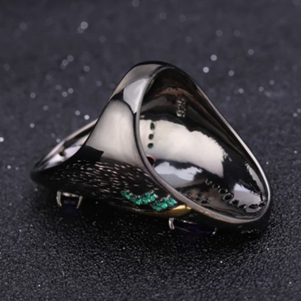 "925 Silver Plated Purple Green Antique Wedding Rings, FB16FA1388-6 - Picture 2 of 6